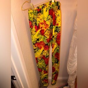 Versace Rose Multicolor Floral Leggings READ DESCRIPTION